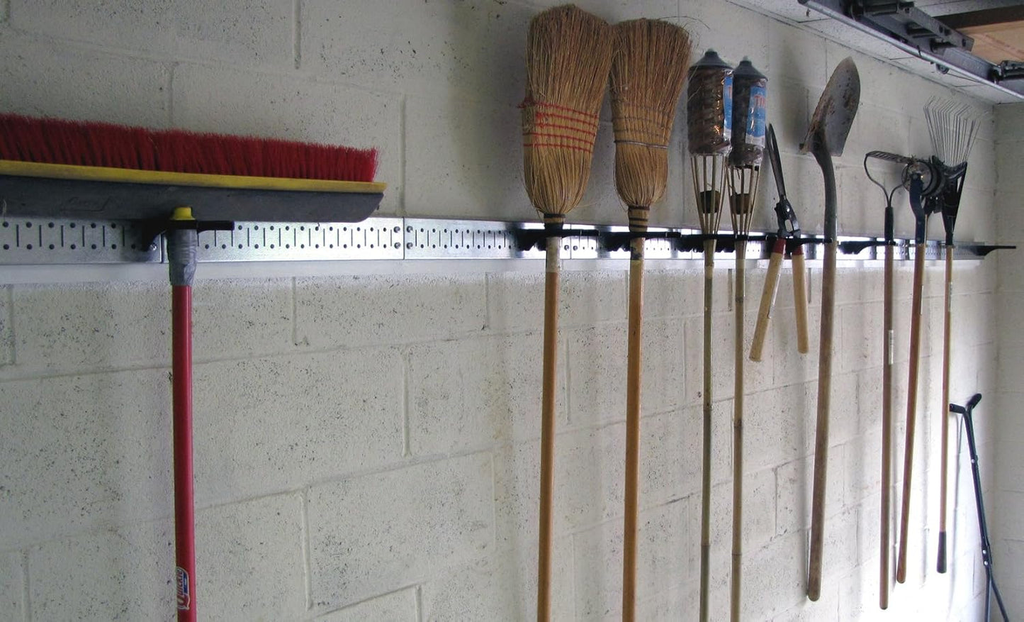 8-Foot Metal Pegboard Strip Organizer for Efficient Garage Organization