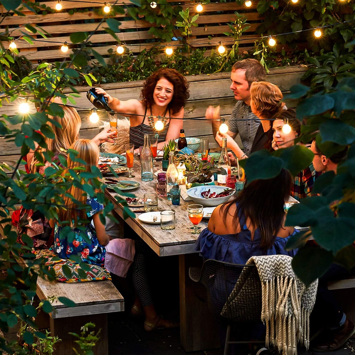 50FT Shatterproof LED G40 Globe String Lights with 52 Dimmable Edison Bulbs - Waterproof Outdoor Lighting for Patios, Balconies, Events, and Cafés