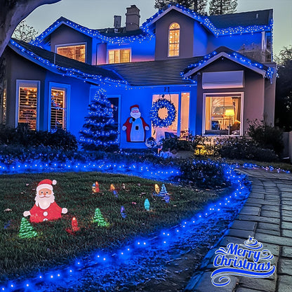 250 LED Blue Christmas Lights - 91.5 Ft Extendable Waterproof String Lights with 8 Modes for Indoor and Outdoor Holiday Decorations, Ideal for Trees, Gardens, Patios, and Parties
