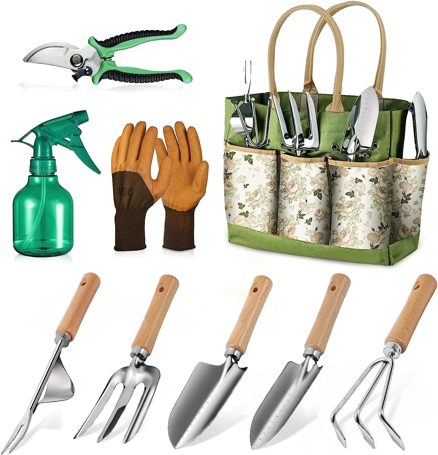 9-Piece Professional Gardening Tool Set with Sturdy Organizer Bag - Rust-Resistant Hand Tools for All Gardeners, Ideal Gift Option