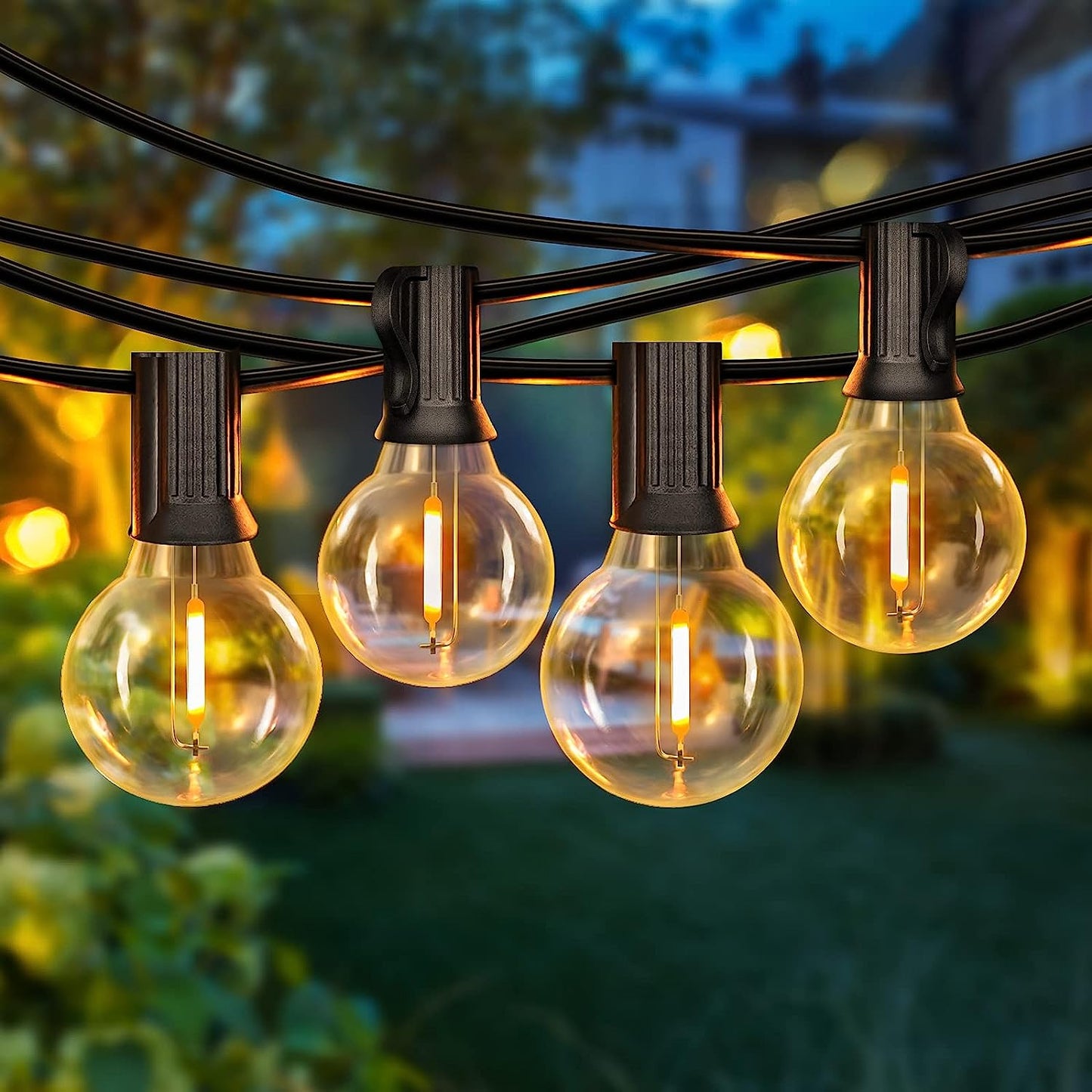 50FT Shatterproof LED G40 Globe String Lights with 52 Dimmable Edison Bulbs - Waterproof Outdoor Lighting for Patios, Balconies, Events, and Cafés