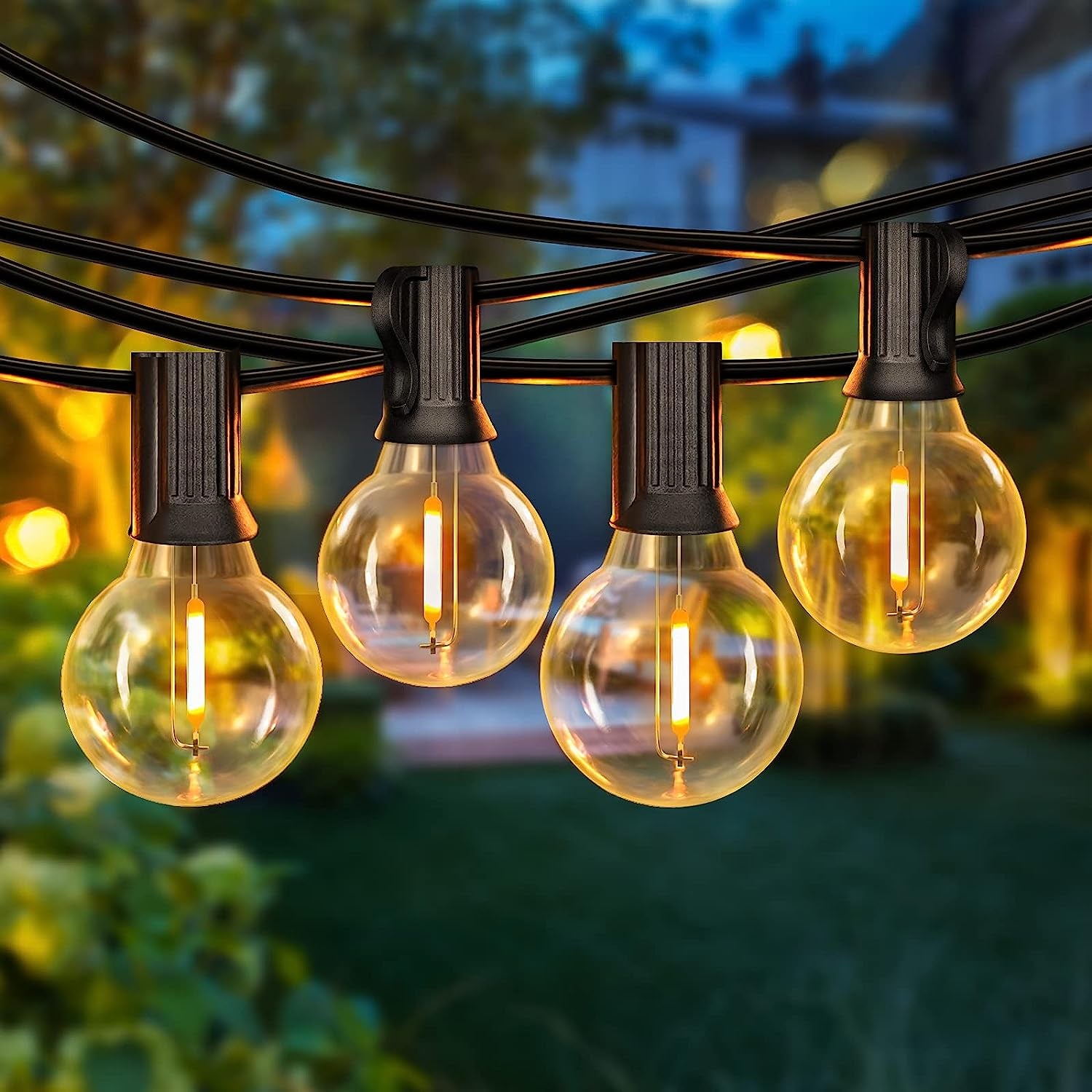 50FT Shatterproof LED G40 Globe String Lights with 52 Dimmable Edison Bulbs - Waterproof Outdoor Lighting for Patios, Balconies, Events, and Cafés
