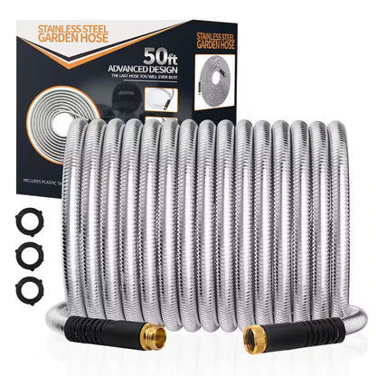 Enhance Your Gardening Experience with Our 50 Ft. Heavy-Duty Stainless Steel Hose – Unmatched Flexibility and Strength