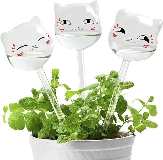 Self-Watering Glass Plant Watering Globes - Automatic Watering Bulbs for Indoor and Outdoor Use, 6.4 oz Capacity, Set of 3