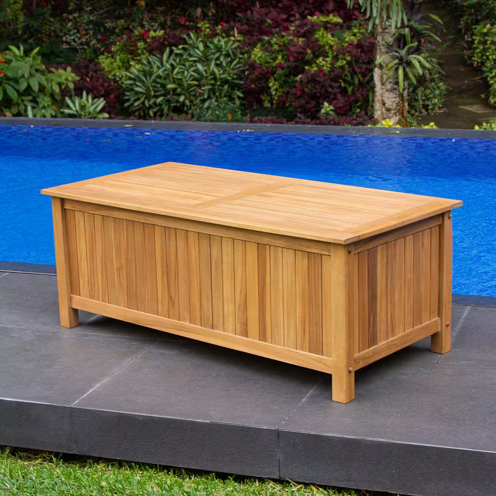 Gilmore 48-Gallon Teak Wood Outdoor Storage Chest