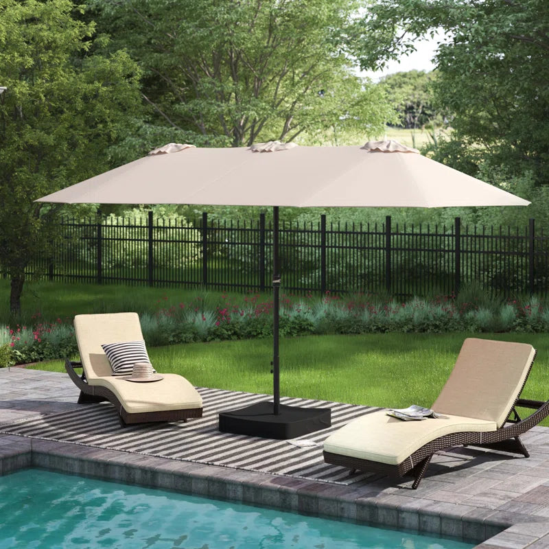 Nyasia 15 ft x 9 ft Rectangular Market Umbrella with Base (Sand Base Not Included)