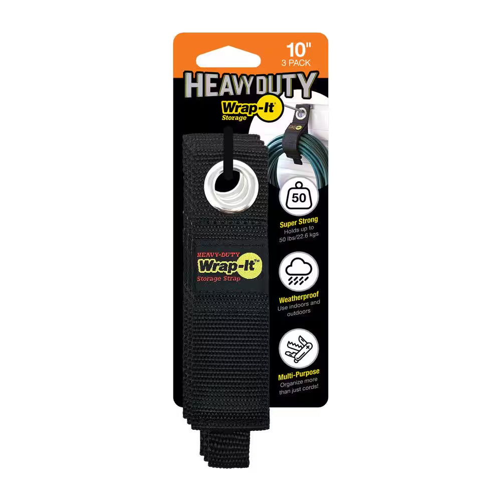 3-Pack of Heavy-Duty 10-Inch Storage Straps for Efficient Organization