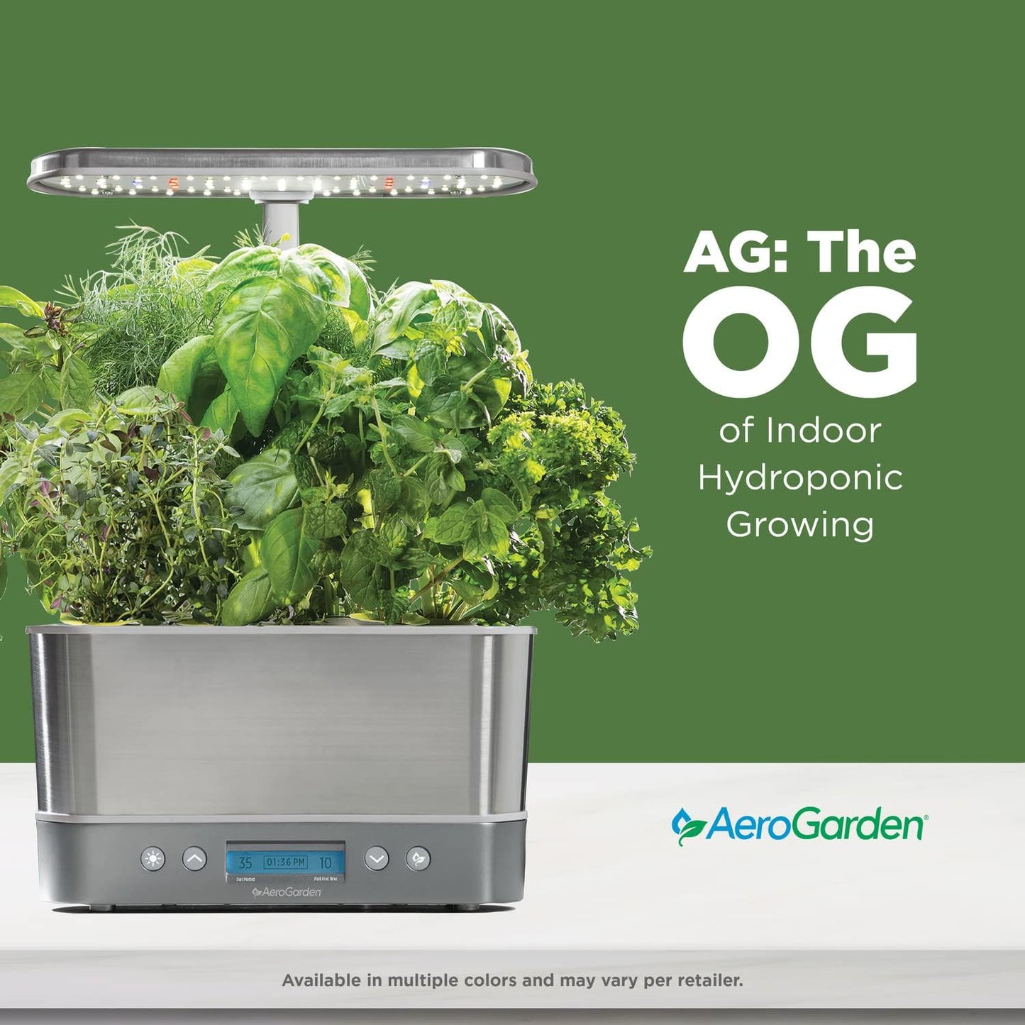 Aerogarden Harvest Elite Hydroponic Indoor Garden System with LED Grow Light and Seed Kit, Accommodates 6 Pods, Stainless Steel Finish