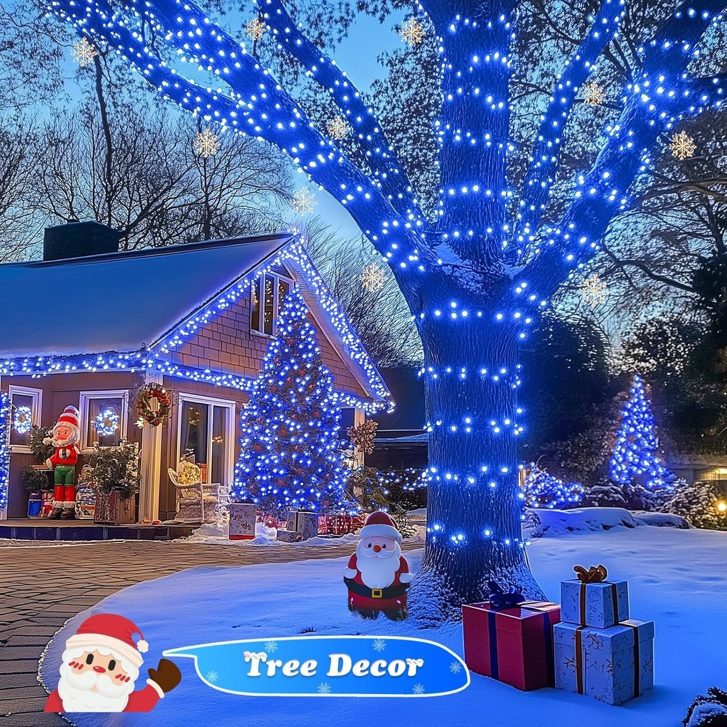 250 LED Blue Christmas Lights - 91.5 Ft Extendable Waterproof String Lights with 8 Modes for Indoor and Outdoor Holiday Decorations, Ideal for Trees, Gardens, Patios, and Parties