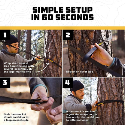 Premium Portable Camping Hammock - Supports Up to 500 lbs with Tree Straps for Travel, Backpacking, Hiking, and Outdoor Activities - Available in Single or Double Sizes