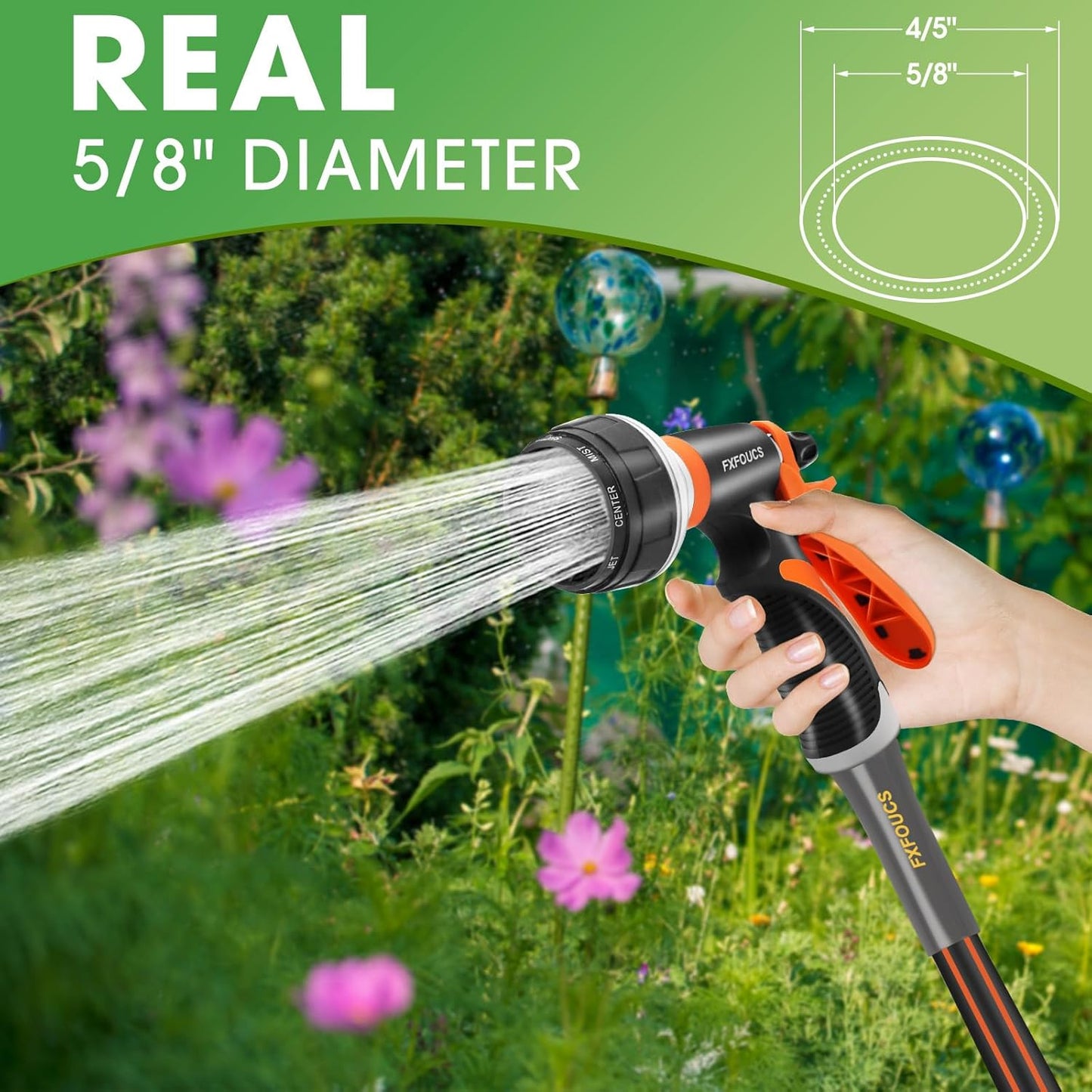 50FT Heavy Duty Garden Hose - Flexible, Durable, and Weather-Resistant Gardening Essential