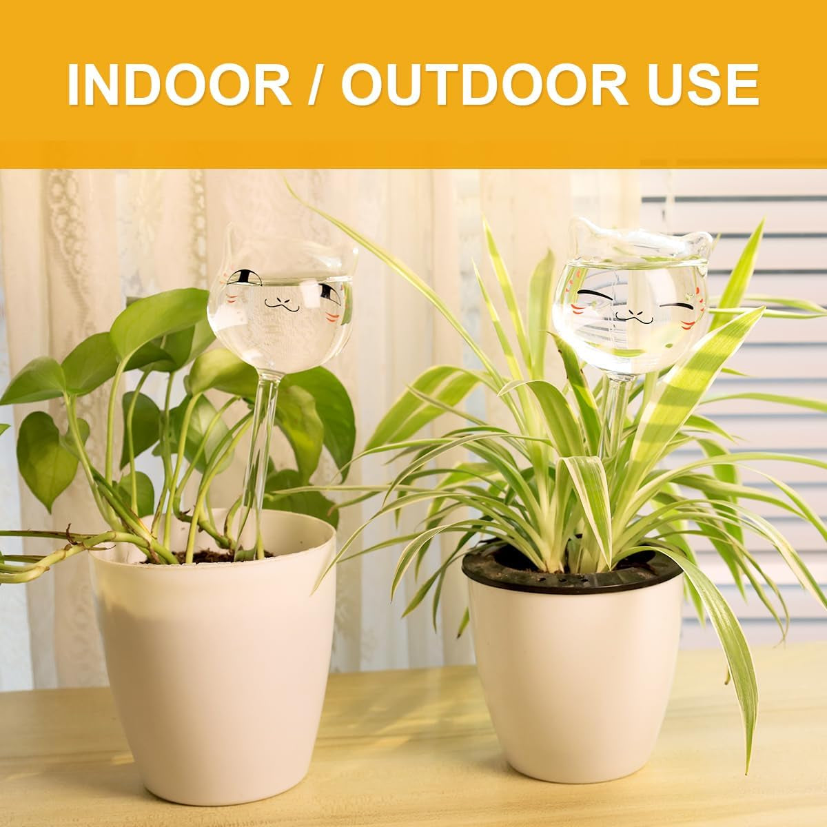 Self-Watering Glass Plant Watering Globes - Automatic Watering Bulbs for Indoor and Outdoor Use, 6.4 oz Capacity, Set of 3