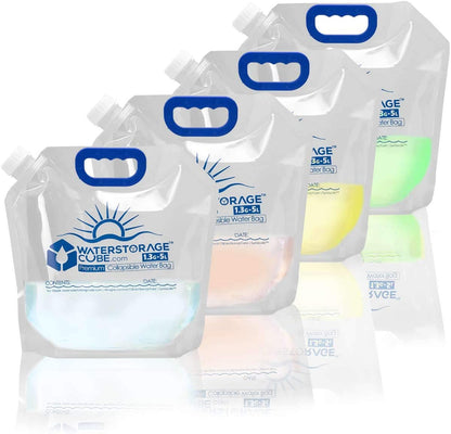 Premium BPA-Free Collapsible Water Container Bag - Food Grade Clear Plastic Storage Jug for Camping, Hiking, and Emergency Use - No-Leak, Freezable, Foldable Water Bottle (1.3/2.6 Gallon)