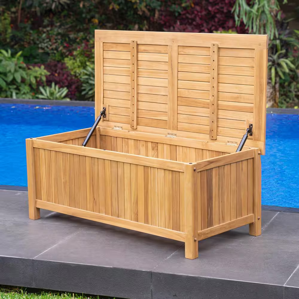 Gilmore 48-Gallon Teak Wood Outdoor Storage Chest