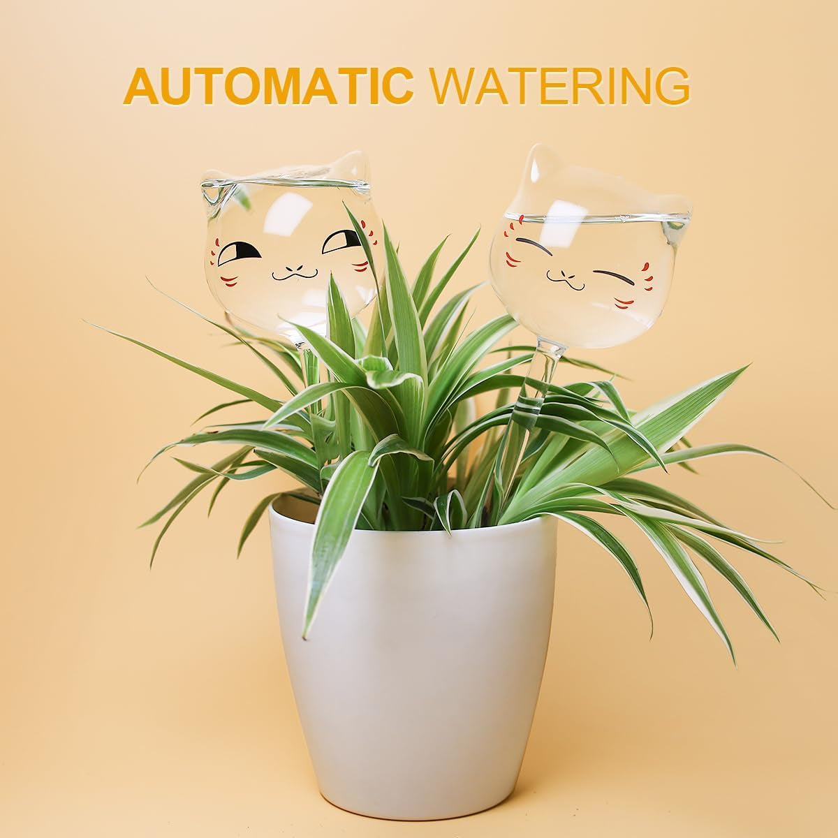 Self-Watering Glass Plant Watering Globes - Automatic Watering Bulbs for Indoor and Outdoor Use, 6.4 oz Capacity, Set of 3