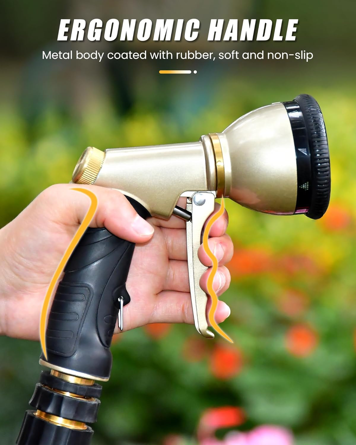 Heavy-Duty Garden Hose Nozzle with 9 Versatile Spray Patterns for Optimal Watering Solutions
