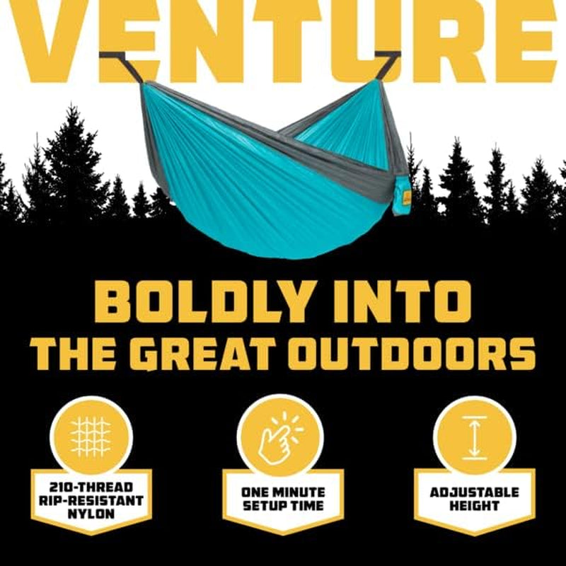 Premium Portable Camping Hammock - Supports Up to 500 lbs with Tree Straps for Travel, Backpacking, Hiking, and Outdoor Activities - Available in Single or Double Sizes