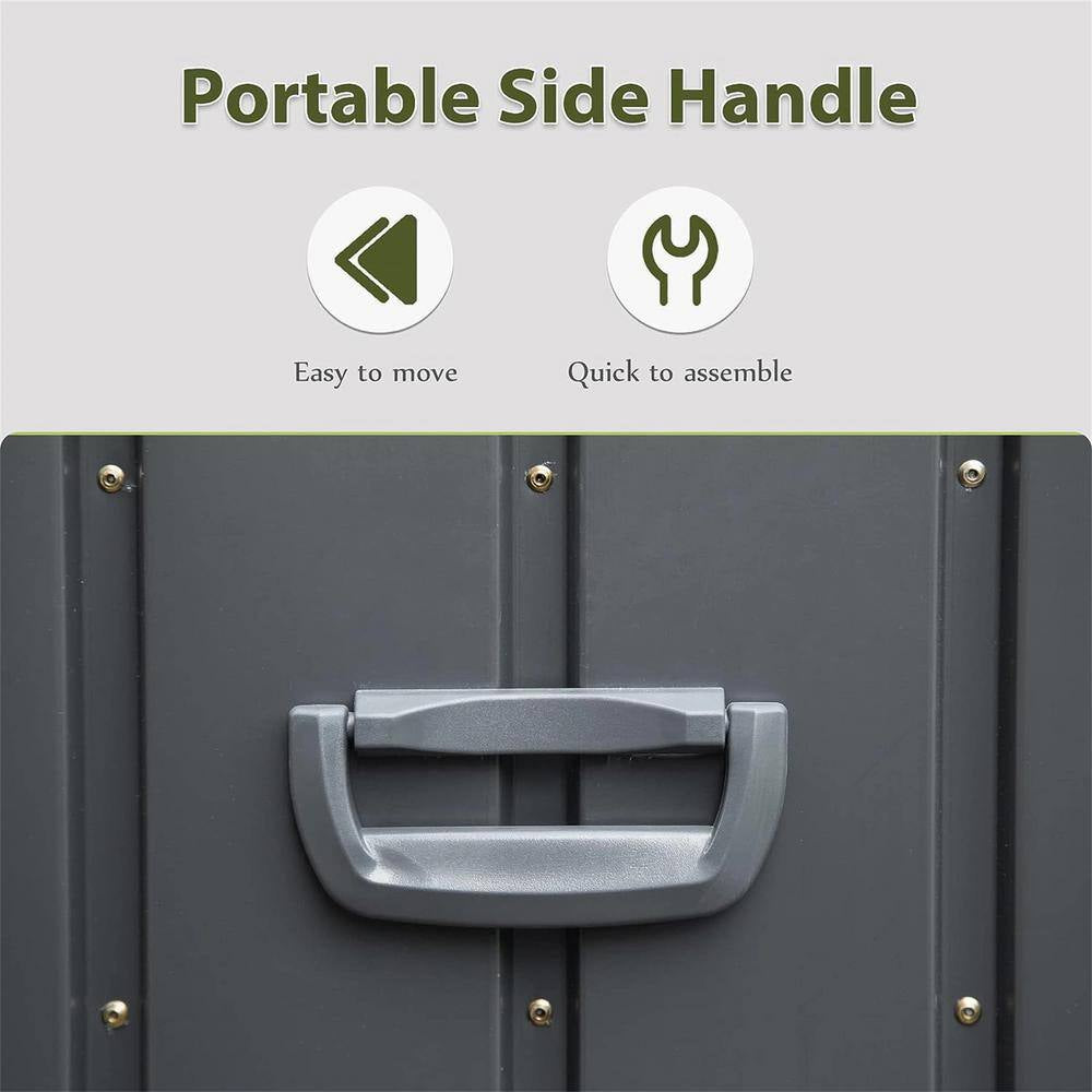 150-Gallon Waterproof Steel Outdoor Storage Deck Box - Lockable Large Patio Bin for Garden Tools - Dark Gray