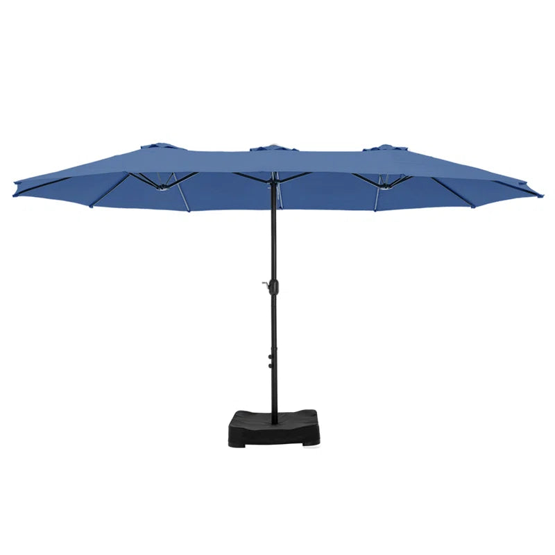 Nyasia 15 ft x 9 ft Rectangular Market Umbrella with Base (Sand Base Not Included)