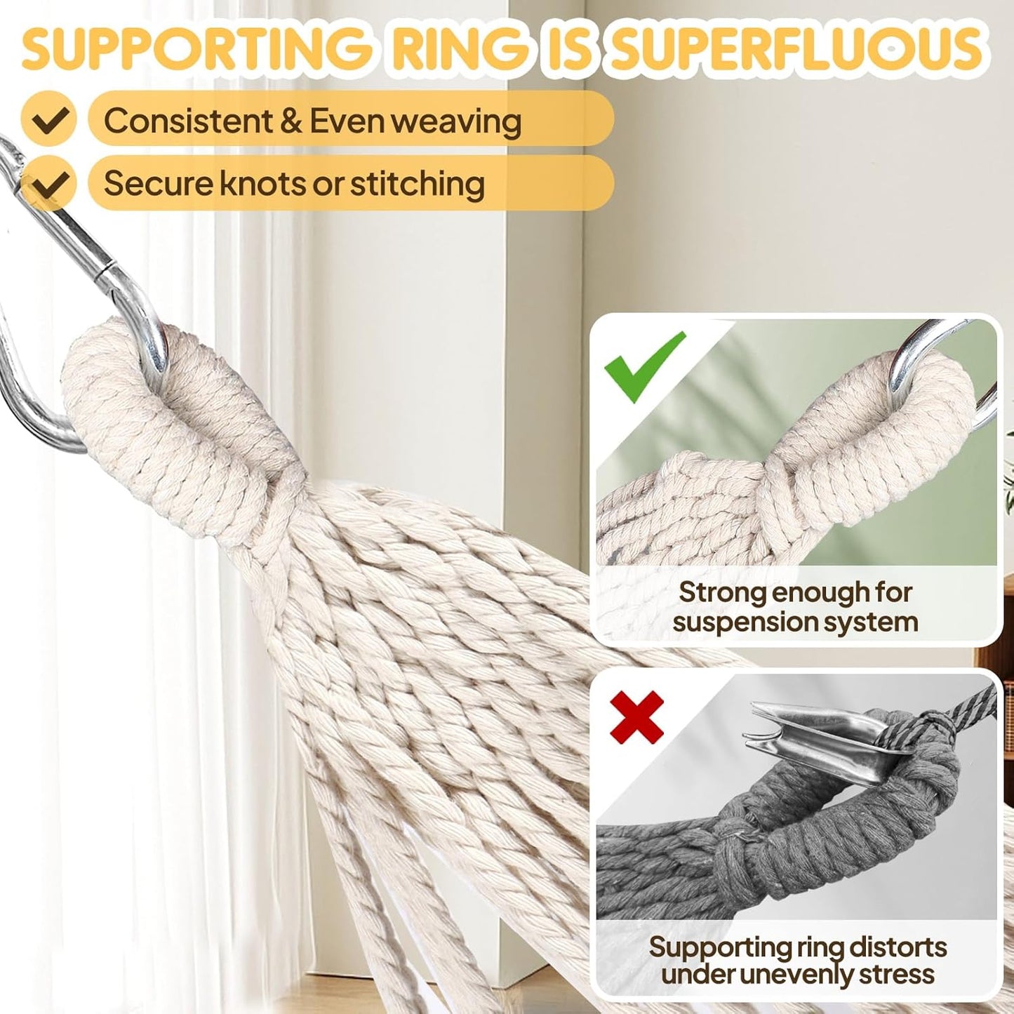 Premium Portable Cotton Hammock for Outdoor and Indoor Relaxation - Durable Fabric with Tree Straps, Supports Up to 660 lbs, Includes Travel Bag for Convenient Use in Patio or Backyard