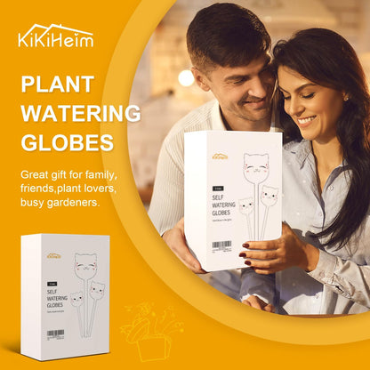 Self-Watering Glass Plant Watering Globes - Automatic Watering Bulbs for Indoor and Outdoor Use, 6.4 oz Capacity, Set of 3