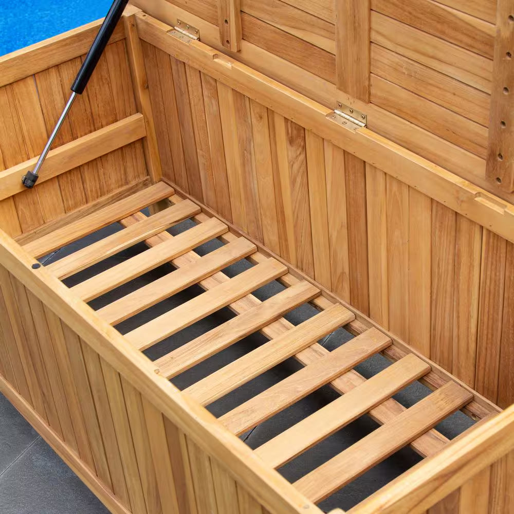 Gilmore 48-Gallon Teak Wood Outdoor Storage Chest