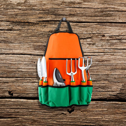 12-Piece Heavy-Duty Aluminum Gardening Tool Set with Ergonomic Handles and Canvas Apron for Men and Women