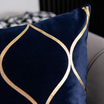 Navy Gold Velvet Decorative Throw Pillow Covers - Set of 2, 20x20 Inch Square Cases for Bedroom, Sofa, and Living Room