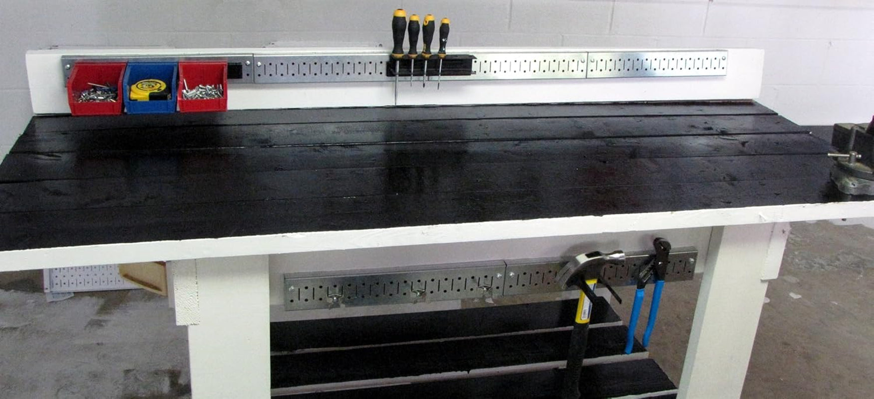 8-Foot Metal Pegboard Strip Organizer for Efficient Garage Organization
