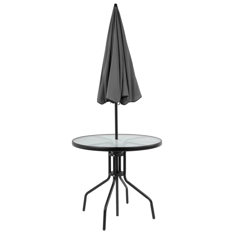 Amlie 6-Piece Rippled Glass Outdoor Patio Dining Set with Folding Chairs by Flash Furniture