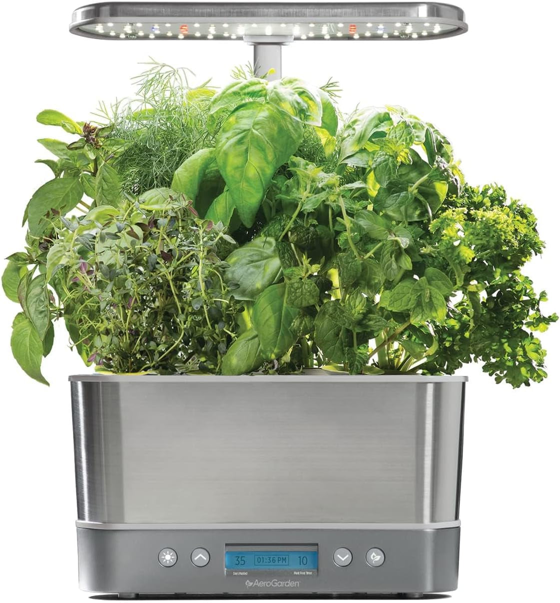Aerogarden Harvest Elite Hydroponic Indoor Garden System with LED Grow Light and Seed Kit, Accommodates 6 Pods, Stainless Steel Finish