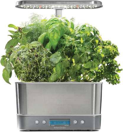 Aerogarden Harvest Elite Hydroponic Indoor Garden System with LED Grow Light and Seed Kit, Accommodates 6 Pods, Stainless Steel Finish