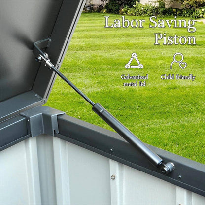 150-Gallon Waterproof Steel Outdoor Storage Deck Box - Lockable Large Patio Bin for Garden Tools - Dark Gray