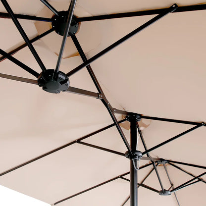 Nyasia 15 ft x 9 ft Rectangular Market Umbrella with Base (Sand Base Not Included)