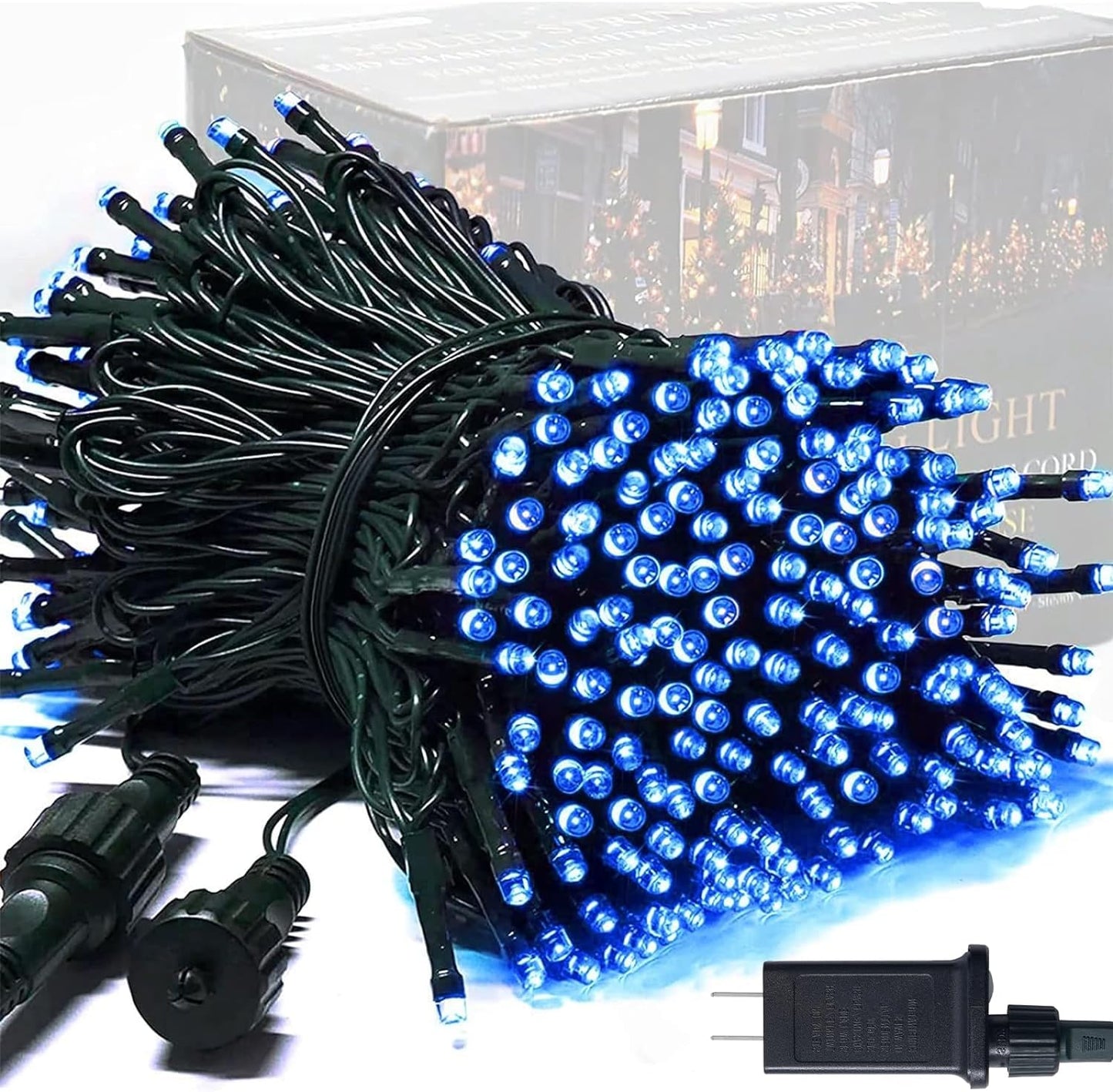 250 LED Blue Christmas Lights - 91.5 Ft Extendable Waterproof String Lights with 8 Modes for Indoor and Outdoor Holiday Decorations, Ideal for Trees, Gardens, Patios, and Parties
