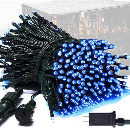 250 LED Blue Christmas Lights - 91.5 Ft Extendable Waterproof String Lights with 8 Modes for Indoor and Outdoor Holiday Decorations, Ideal for Trees, Gardens, Patios, and Parties