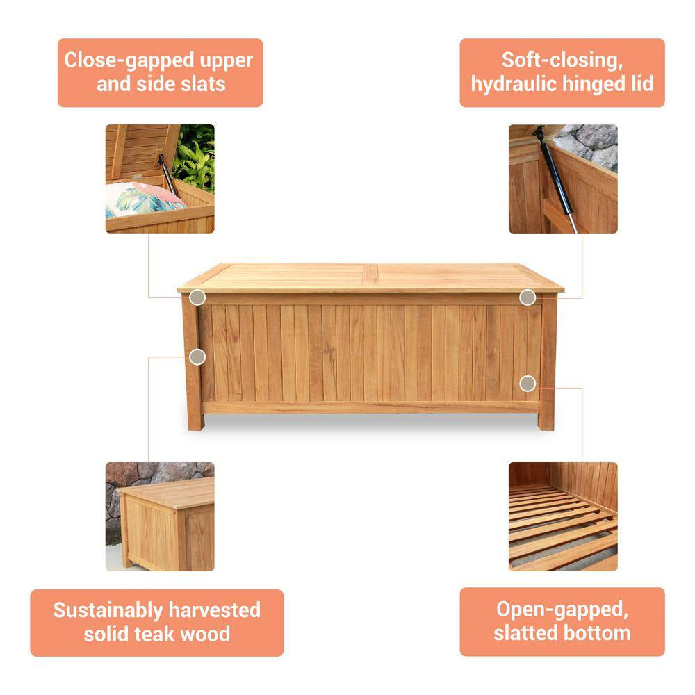 Gilmore 48-Gallon Teak Wood Outdoor Storage Chest