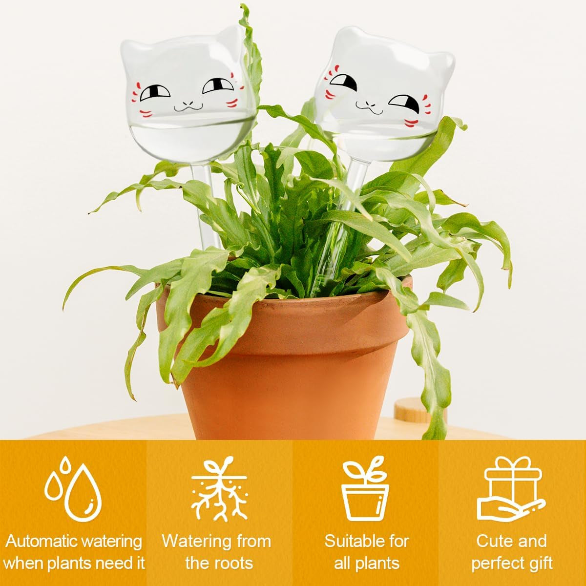 Self-Watering Glass Plant Watering Globes - Automatic Watering Bulbs for Indoor and Outdoor Use, 6.4 oz Capacity, Set of 3