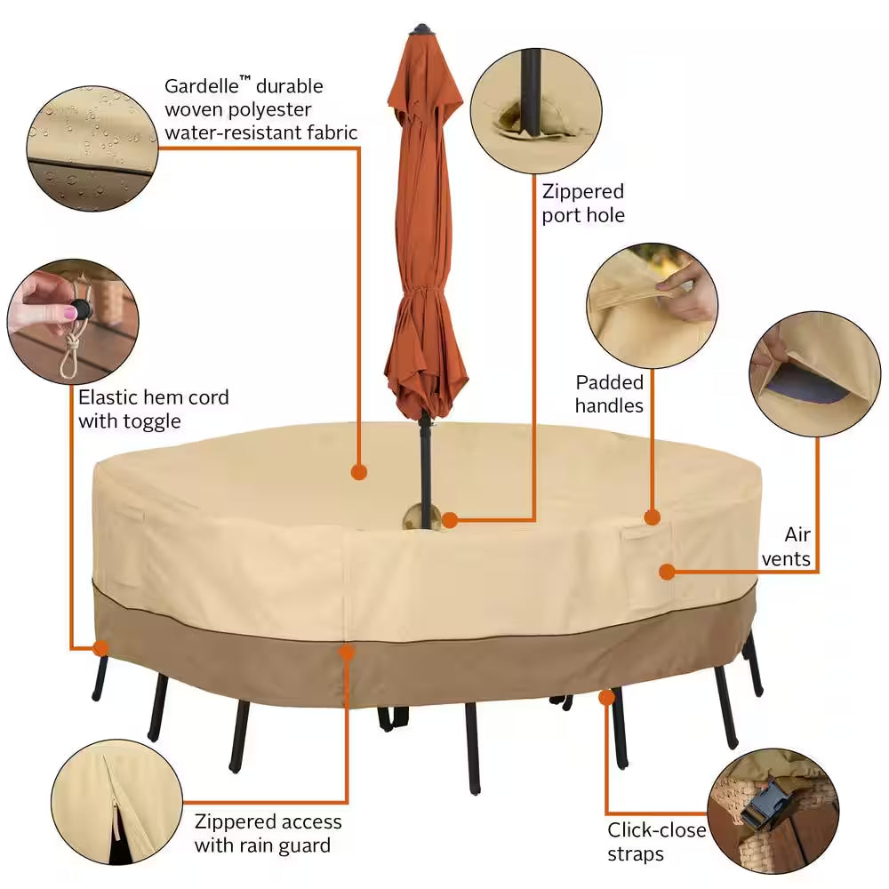 Veranda Medium Round Patio Set Cover with Umbrella Access