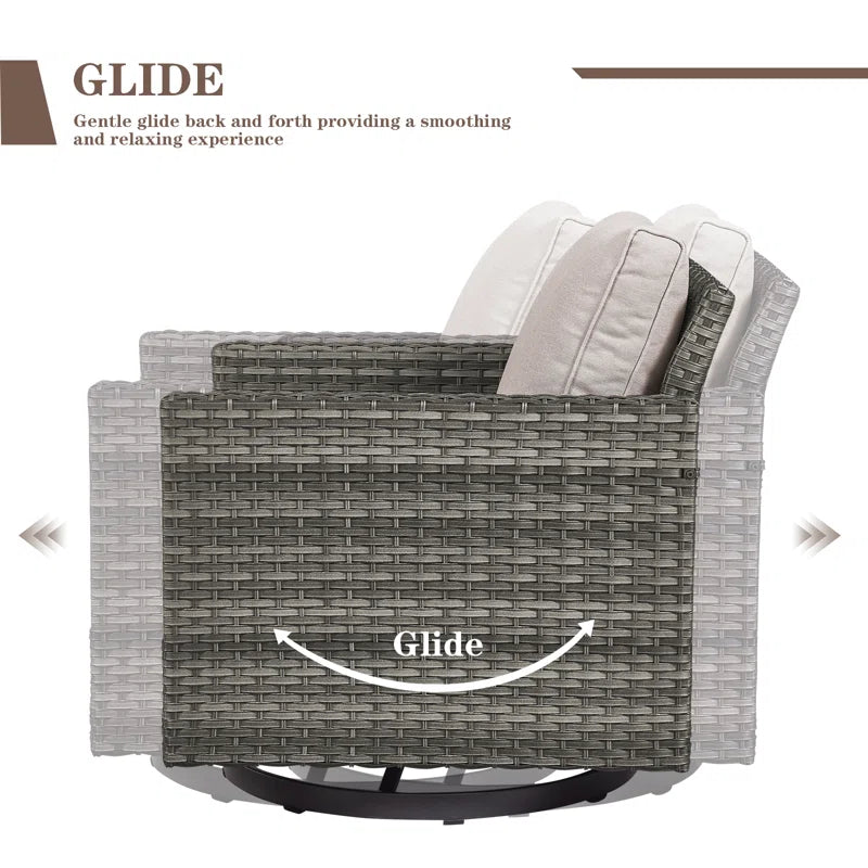 Nodaway Outdoor Patio PE Wicker Swivel Chair Seating Group for Two with Cushions