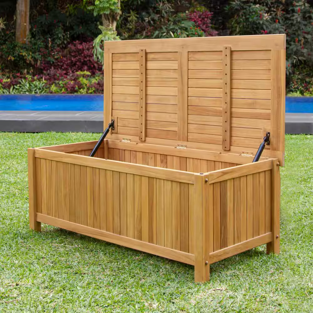 Gilmore 48-Gallon Teak Wood Outdoor Storage Chest
