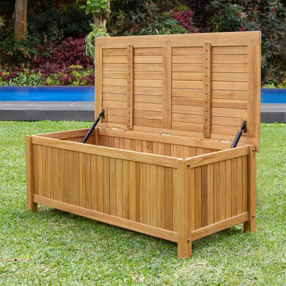 Gilmore 48-Gallon Teak Wood Outdoor Storage Chest