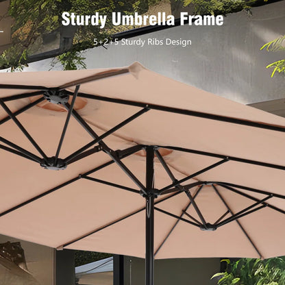 Nyasia 15 ft x 9 ft Rectangular Market Umbrella with Base (Sand Base Not Included)