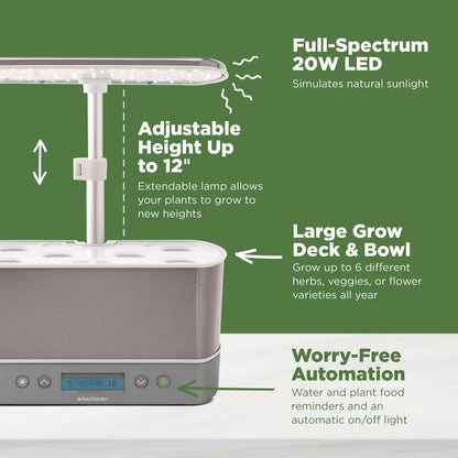 Aerogarden Harvest Elite Hydroponic Indoor Garden System with LED Grow Light and Seed Kit, Accommodates 6 Pods, Stainless Steel Finish