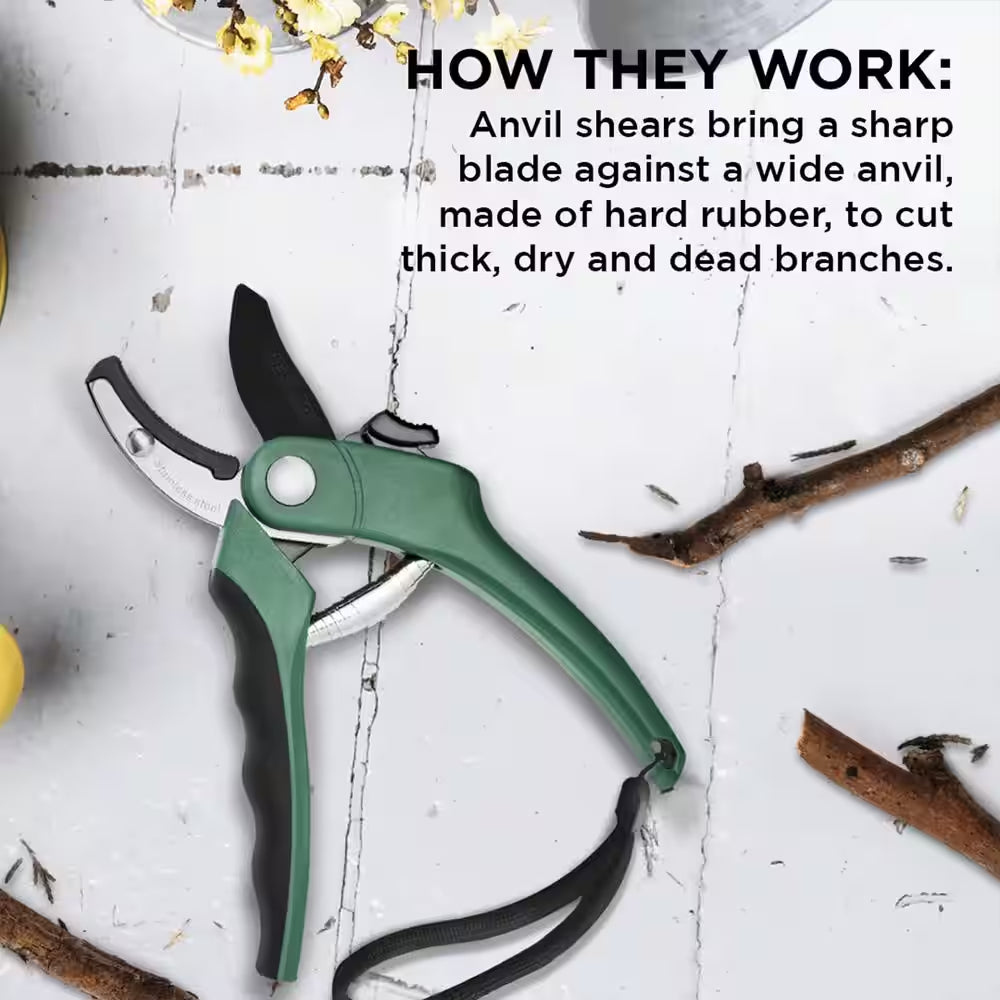 Heavy-Duty Stainless Steel Garden Anvil Pruning Shears