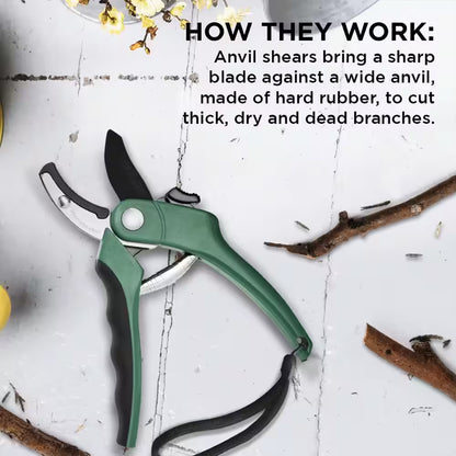 Heavy-Duty Stainless Steel Garden Anvil Pruning Shears