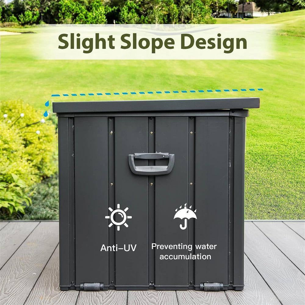 150-Gallon Waterproof Steel Outdoor Storage Deck Box - Lockable Large Patio Bin for Garden Tools - Dark Gray