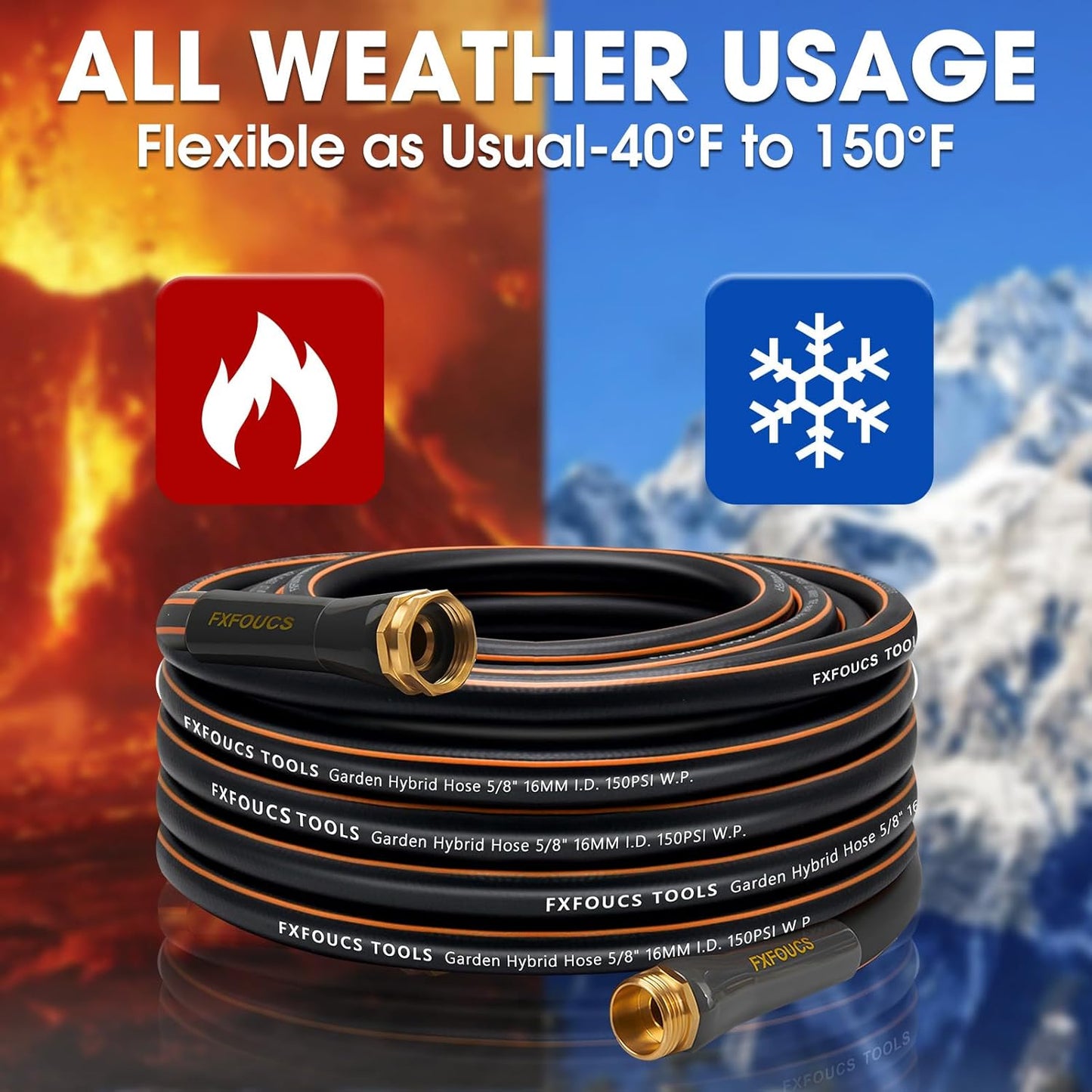 50FT Heavy Duty Garden Hose - Flexible, Durable, and Weather-Resistant Gardening Essential