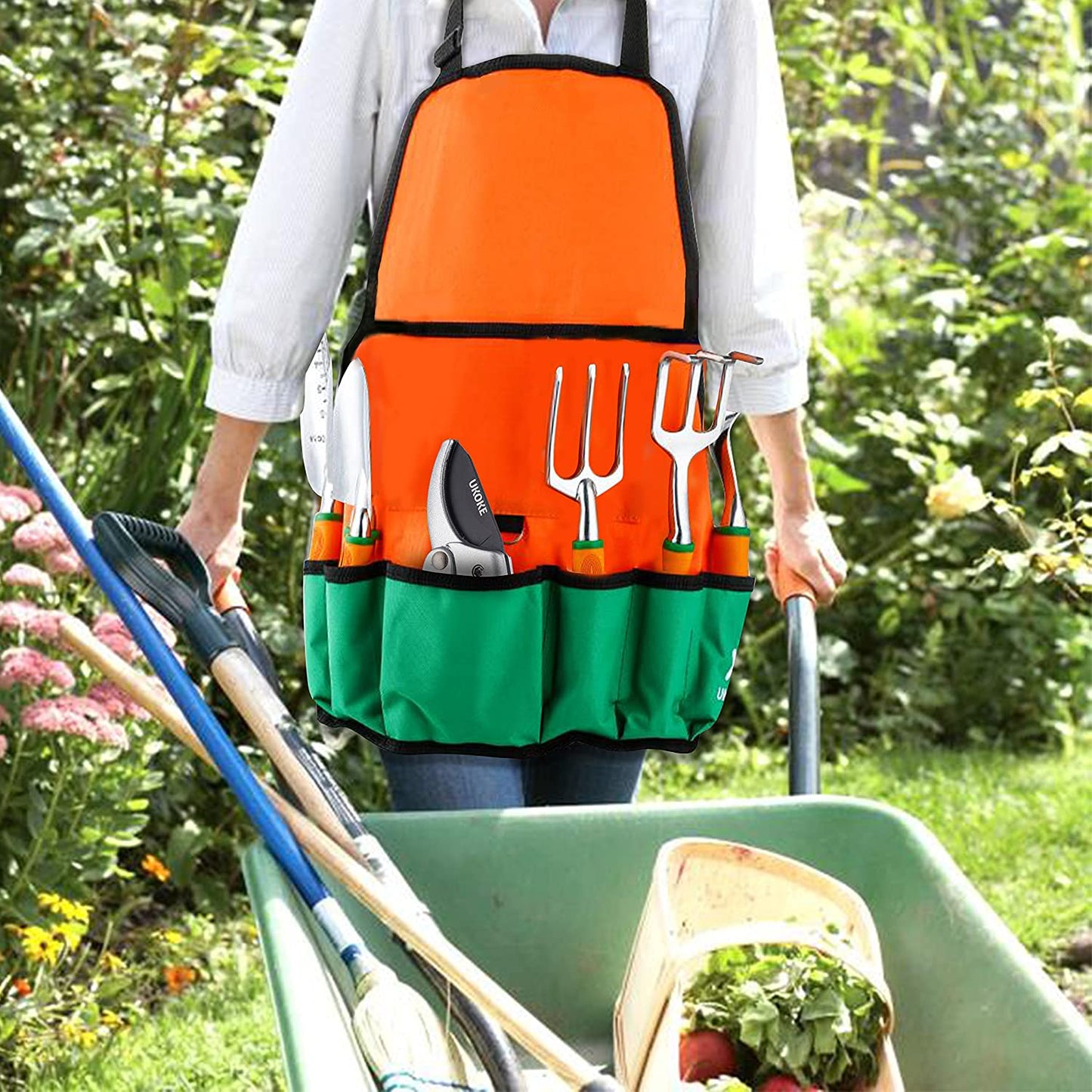 12-Piece Heavy-Duty Aluminum Gardening Tool Set with Ergonomic Handles and Canvas Apron for Men and Women