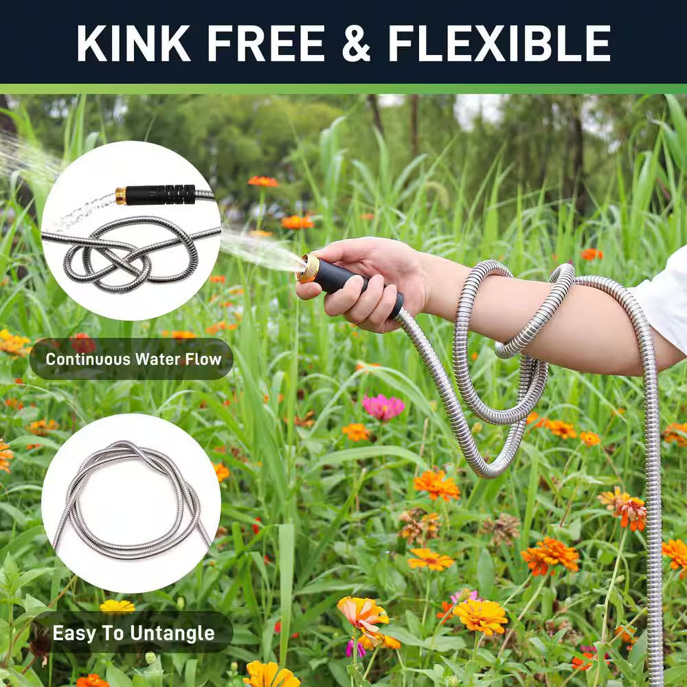 Enhance Your Gardening Experience with Our 50 Ft. Heavy-Duty Stainless Steel Hose – Unmatched Flexibility and Strength